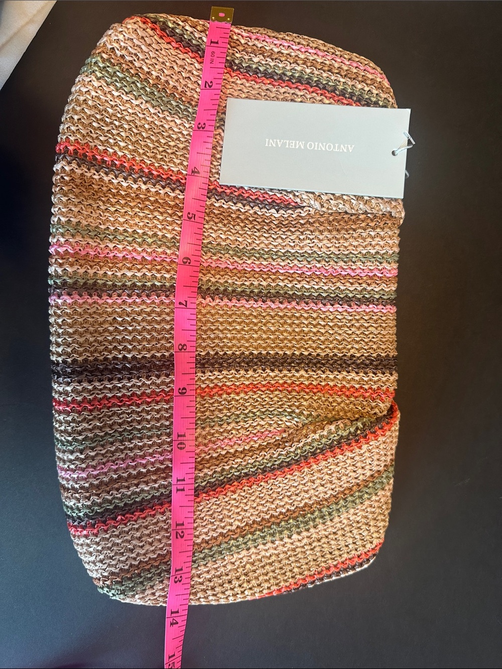Antonio Melani Fay Straw Clutch Bag Striped Vachetta Multi Color S25AM32189 NEW - Picture 9 of 11